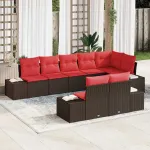 Set de canapele pentru grădină cu pernă 8 pcs Maro poliratan GartenMobel Dekor