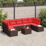 Set de canapele pentru grădină cu pernă 8 pcs Maro poliratan GartenMobel Dekor