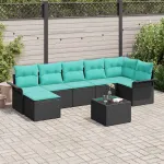 Set de canapele pentru grădină cu pernă 8 pcs Negru Rattan poli GartenMobel Dekor
