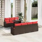 Set de canapele pentru grădină 8 pcs Maro Rattan poli GartenMobel Dekor