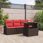 Set de canapele pentru grădină cu pernă 5 pcs Maro poliratan GartenMobel Dekor