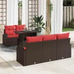 Set de canapele pentru grădină cu pernă 6 pcs Maro poliratan GartenMobel Dekor
