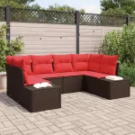 Set de canapele pentru grădină cu pernă 6 pcs Maro poliratan GartenMobel Dekor