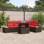 Set de canapele pentru grădină cu pernă 6 pcs maro și roșu GartenMobel Dekor