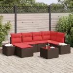 Set de canapele pentru grădină cu pernă 7 pcs Maro poliratan GartenMobel Dekor