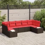 Set de canapele pentru grădină cu pernă 7 pcs Maro poliratan GartenMobel Dekor