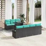 Set de canapele pentru grădină cu pernă 8 pcs Negru poliratan GartenMobel Dekor