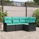 Set de canapele pentru grădină 4 pcs Negru poliratan GartenMobel Dekor