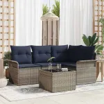 Set de canapele pentru grădină 5 pcs Gri poliratan GartenMobel Dekor
