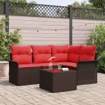 Set de canapele pentru grădină 5 pcs Maro poliratan GartenMobel Dekor