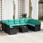 Set de canapele pentru grădină 10 pcs Negru Rattan poli GartenMobel Dekor