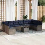 Set de canapele pentru grădină 11 pcs Gri poliratan GartenMobel Dekor