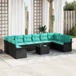 Set de canapele pentru grădină 11 pcs Negru poliratan GartenMobel Dekor