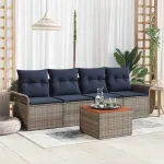 Set de canapele pentru grădină 5 pcs Gri și albastru marin GartenMobel Dekor