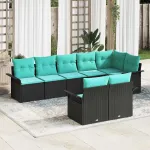 Set de canapele pentru grădină 8 pcs Negru poliratan GartenMobel Dekor