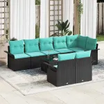 Set de canapele pentru grădină 9 pcs Negru poliratan GartenMobel Dekor