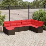 Set de canapele pentru grădină cu pernă 8 pcs Bej Rattan poli GartenMobel Dekor