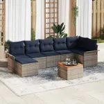 Set de canapele pentru grădină 8 pcs Gri și albastru marin GartenMobel Dekor