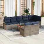 Set de canapele pentru grădină 9 pcs Gri și albastru marin GartenMobel Dekor