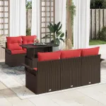 Set de canapele pentru grădină cu pernă 6 pcs Maro Poli Rattan GartenMobel Dekor