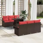Set de canapele pentru grădină cu pernă 7 pcs Maro Poli Rattan GartenMobel Dekor