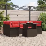 Set de canapele pentru grădină cu pernă 7 pcs Maro Poli Rattan GartenMobel Dekor