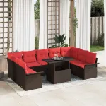 Set de canapele pentru grădină cu pernă 10 pcs Maro Poli Rattan GartenMobel Dekor