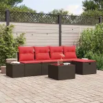 Set de canapele pentru grădină cu pernă 6 pcs Maro poliratan GartenMobel Dekor