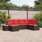 Set de canapele pentru grădină cu pernă 6 pcs Maro poliratan GartenMobel Dekor