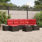 Set de canapele pentru grădină cu pernă 7 pcs Maro poliratan GartenMobel Dekor