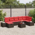 Set de canapele pentru grădină cu pernă 8 pcs Maro poliratan GartenMobel Dekor