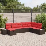Set de canapele pentru grădină cu pernă 8 pcs Maro poliratan GartenMobel Dekor