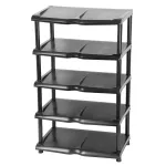 Regál Strend Pro, na topánky, 5 priečkový, čierny, 48x30,5x86 cm