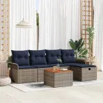 Set de canapele pentru grădină cu pernă 6 pcs Gri Rattan poli GartenMobel Dekor