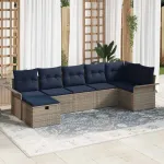 Set de canapele pentru grădină cu pernă 7 pcs Gri Rattan poli GartenMobel Dekor