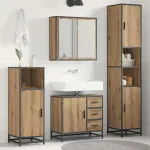 Set de mobilier pentru baie cu sertar 3 pcs Stejar Artizanal GartenMobel Dekor