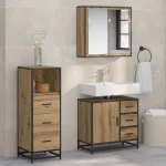 Set de mobilier pentru baie cu sertar 3 pcs Stejar Artizanal GartenMobel Dekor
