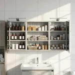 Set dulap baie cu raft 3 pcs 100 x 10,5 x 50 cm Lemn compozit GartenMobel Dekor