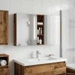 Set dulap baie cu raft 3 pcs 120 x 14,5 x 70 cm Lemn compozit GartenMobel Dekor