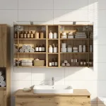 Set dulap baie cu raft 3 pcs 120 x 14,5 x 70 cm Lemn compozit GartenMobel Dekor