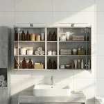 Set dulap baie cu raft 3 pcs 120 x 14,5 x 70 cm Lemn compozit GartenMobel Dekor