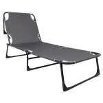 Sezlong pliabil 5Five Beach Chair cu cadru metalic si texaline, gri