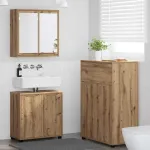 Set de mobilier pentru baie cu sertar 3 pcs Stejar Artizanal GartenMobel Dekor
