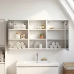 Set dulap baie cu raft 3 pcs 126 x 16 x 62.5 cm Lemn compozit GartenMobel Dekor