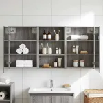 Set dulap baie cu raft 3 pcs 126 x 16 x 62.5 cm Lemn compozit GartenMobel Dekor