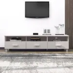 Dulap TV „HAMAR”, alb, 158x40x40 cm, lemn masiv de pin GartenMobel Dekor