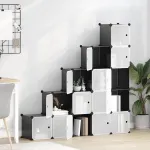 Organizator cub de depozitare cu uși, 15 cuburi, negru, PP GartenMobel Dekor