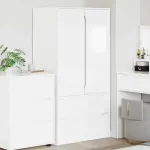 Dulap cu sertar Alb Lucios 79,5 x 49 x 156 cm Lemn prelucrat GartenMobel Dekor