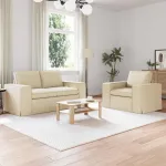 Set de canapea 2 pcs Crem 162 x 80 x 82 cm țesătură GartenMobel Dekor