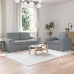 Set de canapea 2 pcs Gri deschis 182 x 80 x 82 cm țesătură GartenMobel Dekor